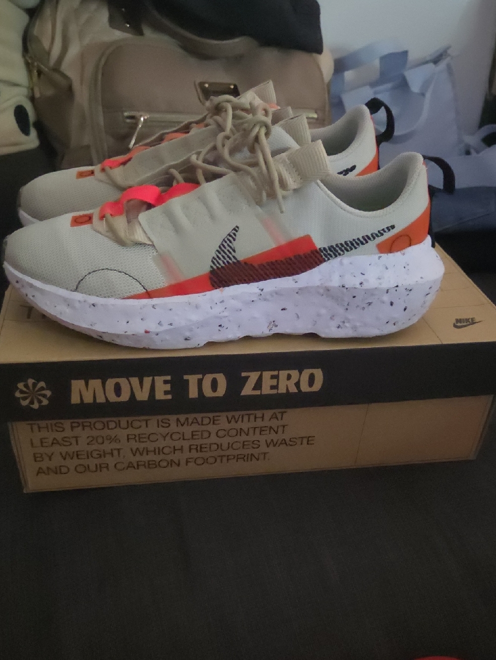 Nike Beige and Orange Low-Top Running Sneakers